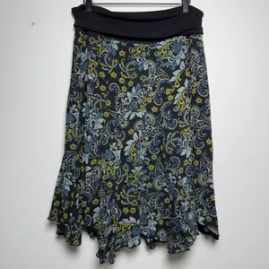 VTG 90s Women Whimsigoth Reversible Skirt XL Black Green Floral Paisley Fairy thumbnail 3