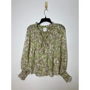 Misa Clio top blouse green goddess‎ semi sheer women's size small professional thumbnail 4