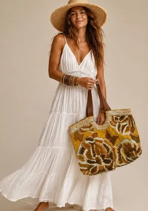 Anthropologie Floral Tote, Boho, Hippie thumbnail 1