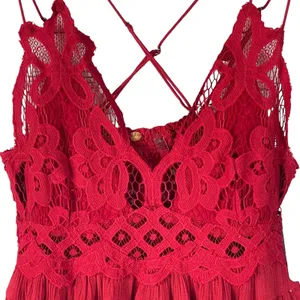 Free People Intimately X-Small Adella Cami Top Cherry Red Ruffled Crochet Lace thumbnail 3