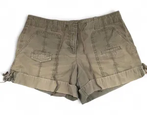Khaki Army Green Sporty Preppy Utility Carpenter Cargo Cuffed Shorts Golf Tennis Country Club Cotton Drawstring Waist Hiking Camping Glamping Adventure Explorer Summer Beach Streetwear Vintage 2000s Y2K Grunge Old Money Quiet Luxury Micro Mini 100% Cotton Sz 10 - Measurements in pics thumbnail 1