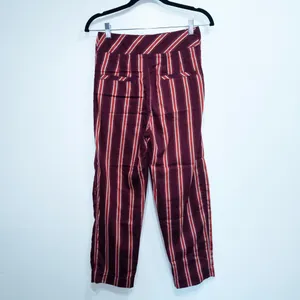 Free People Burgundy Red Striped Seamed Like The Right Thing Cropped Pants 0 thumbnail 7
