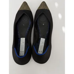 Rothy's The Point Black/Gold Embroidered Cap Toe Flats Women's Size 6 Retired thumbnail 8
