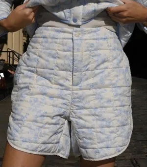 Yllw The Label Shorts Womens Size Medium Iris Quilted Shorts Blue Toile NEW thumbnail 1
