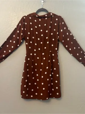 Lulu's Lush louicita rust brown polka dot surplice dress size medium thumbnail 10