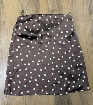 Zara‎ Satin Strapless Brown Polka Dot Pretty Woman Top Silky 90s thumbnail 1