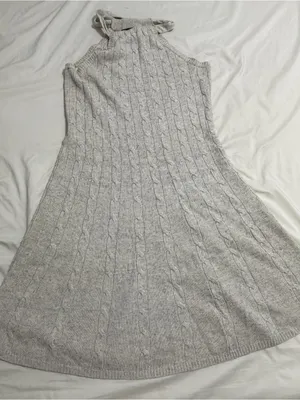 Ralph Lauren cream cable cashmere knit halter dress in a Size S thumbnail 3