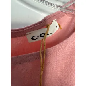 OGL Women Pink Lyocell Linen Blend Boatneck Waist Defined Asymmetric Top M thumbnail 4
