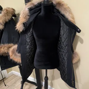 Raccoon Fur Flare Sleeve Parka Coat Jacket Winter Coat Trench Puffer Hooded Coat thumbnail 7