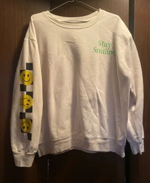 Stay Smiling Cream Crewneck Sweater thumbnail 1