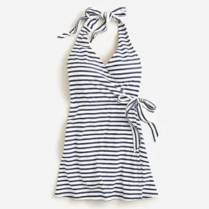 J crew Halter wrap swim dress‎ in stripe thumbnail 3