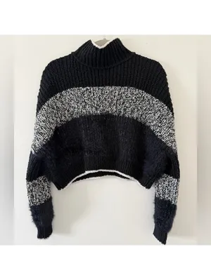 Free People Sunbrite Colorblocked whimsigoth Fuzzy Cropped Mockneck small thumbnail 5