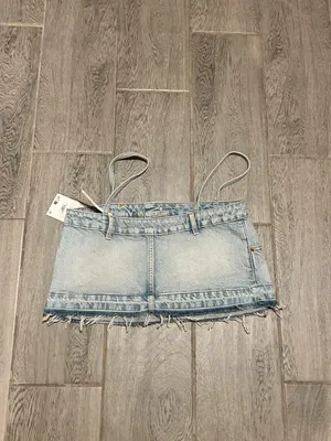 ZARA Light Wash Denim crop top - size small thumbnail 8