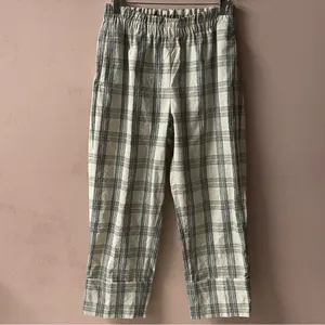 Cream Plaid Cuffed Hem Pants 26" Waist EUC thumbnail 3
