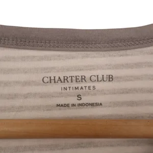 Charter Club Intimates Pajama Set Womens S Gray White Striped Cotton Sleepwear thumbnail 4