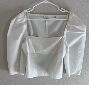 Vince White Square Neck Blouse Size 8 thumbnail 1