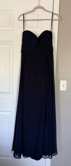 Amsale Navy Blue Long Maxi Gown Dress thumbnail 1