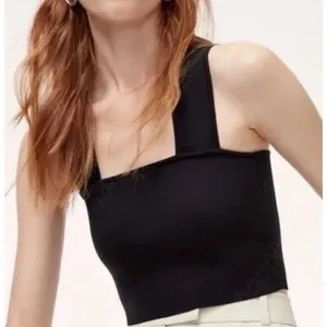 Aritzia Babaton Torsten Knit Top Black Minimalist Timeless Modern Women’s Medium thumbnail 1