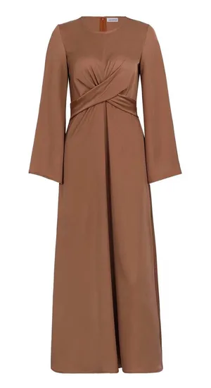 Amariah Aphrodite Maxi Dress Coffee‎ Brown Modest Long Sleeve Womens Small thumbnail 1
