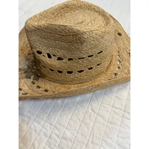 Peter Grimm Straw Western Cowboy Hat - NWOT Open Weave Floral Sun Hat O/S thumbnail 4