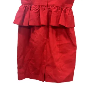 Anyn K Women's Red Strapless 100% Cotton Peplum Mini Dress S Excellent Condition thumbnail 7