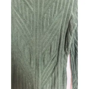Ecru Womens Forest Green Mock‎ Neck Chevron Ribbed Long Sleeve Sweater Small thumbnail 4