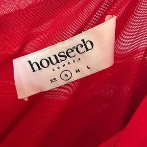 House of CB Red Gathered Organza Mesh Sirene Midi Dress Size Small thumbnail 3