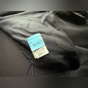 Vintage 60/70s black chiffon flutter sleeve belted dress, size medium large thumbnail 13