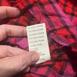 Free People Women's Pink Red Plaid Wool Blend Pacific Dawn Shirt Sz L Flannel thumbnail 9