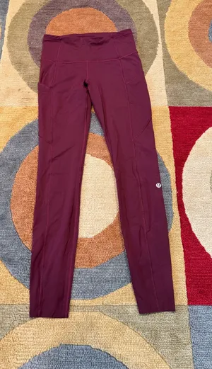 Lululemon Fast and Free High Rise Tight Leggings Burgundy Maroon Size 4 thumbnail 1