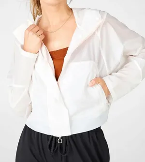 Fabletics White & Pink Windbreaker Jacket thumbnail 1