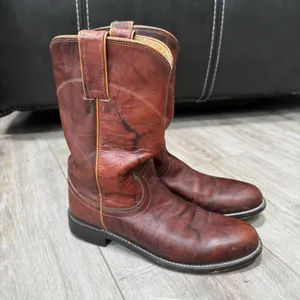 Justin‎ Womens L3163 Leather Roper Boots Brown Western Round Toe Size 6 B thumbnail 4