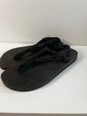 Sanuk Yoga Sling Ella Black Knotted Fabric Boho Sandals thumbnail 2