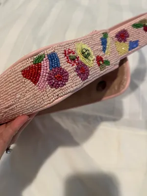 STAUD Pink Beaded Floral Shoulder Bag thumbnail 7