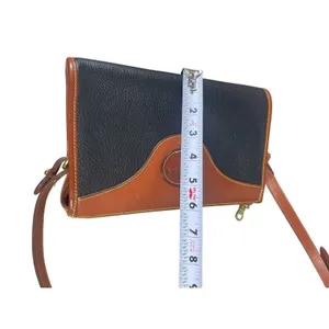 Vintage Dooney & Bourke AWL Navy Brown Leather Crossbody Bag Cavalry Logo USA thumbnail 7