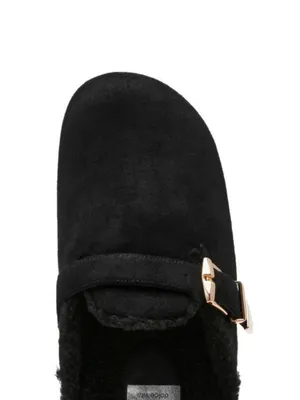 NEW DV Dolce Vita Faux Suede Clog Mule Gold Buckle Black Slide Slippers, Size 10 thumbnail 16