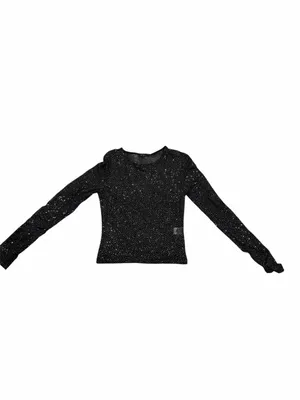Love Tree Black Long-Sleeve Sparkle Crop Top thumbnail 4