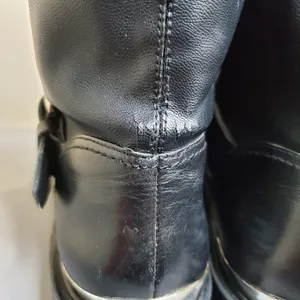 6/$36 Zara Woman Leather Biker Boots with Stretch Leg Black Size 38 5156/101 thumbnail 9