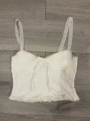 Edikted Knit Tie White Lace Tank Top thumbnail 2