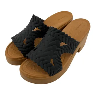 Crocs Brooklyn Woven Slide Block Heels Sandals Black Women 10 Chunky Comfy Y2K thumbnail 1