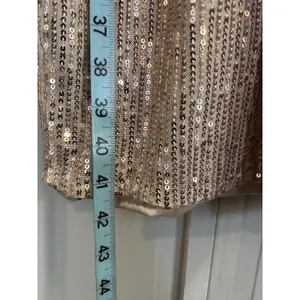 SHEIN Champagne Sequin Halter Sheer Chest Size 12 Back Zip Lined Party thumbnail 2