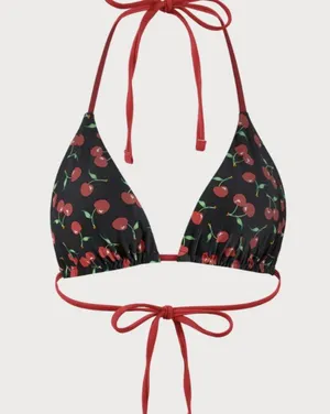 BERLOOK Reversible Cherry Halter Bikini Top ONLY 41 Red thumbnail 7