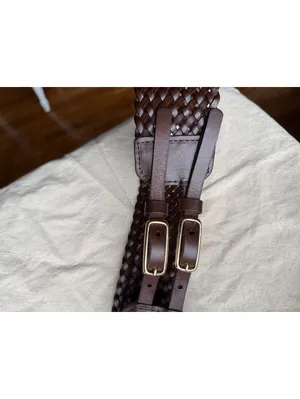 Talbots Brown Woven Leather Adjustable Belt Size Small thumbnail 2