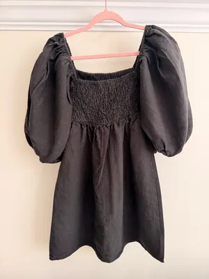 Tuckernuck Black Smocked Puff-Sleeve Mini Dress thumbnail 6
