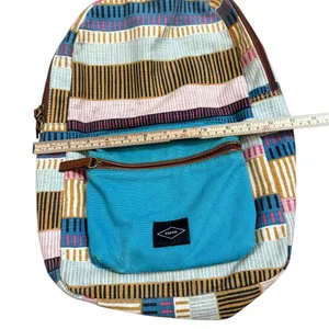 Fossil Multicolor Canvas Backpack Teal Blue Front Pocket Boho Retro‎ Style thumbnail 7