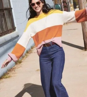 Striped Gladwell Balloon-Sleeve Pullover Sweater thumbnail 1