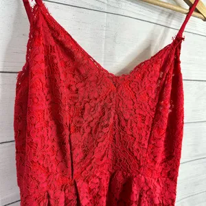 Lulus Womens size XL Royal Treatment Red Lace Midi Skater Dress thumbnail 4