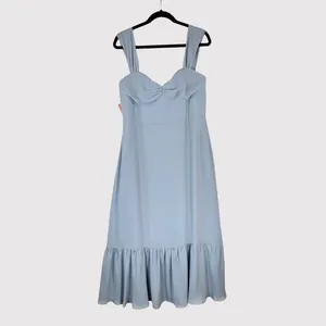 NWT BHLDN Dress Blue Munroe Georgette Maxi Off Shoulder Formal Bridesmaid Sz 14 thumbnail 2