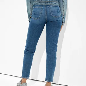 American Eagle Mom Jeans Women 2 Short Blue Tapered Leg High Rise Stretch Y2K‎ thumbnail 4