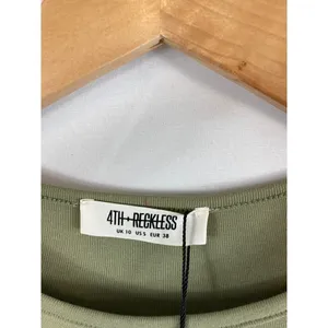 NWT 4TH & RECKLESS Gabriella Shoulder Pad Sleeveless T-shirt Dress In Sage Small thumbnail 5